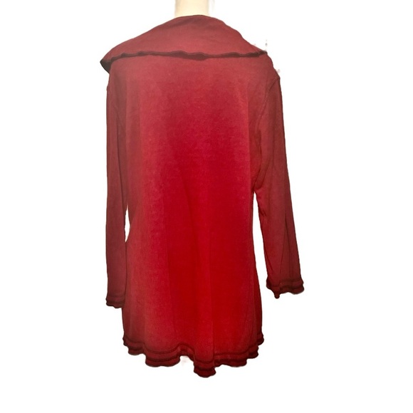 Parsley & Sage Red Tunic with Cowl Neck and Asymmetrical Hem - Picture 6 of 8